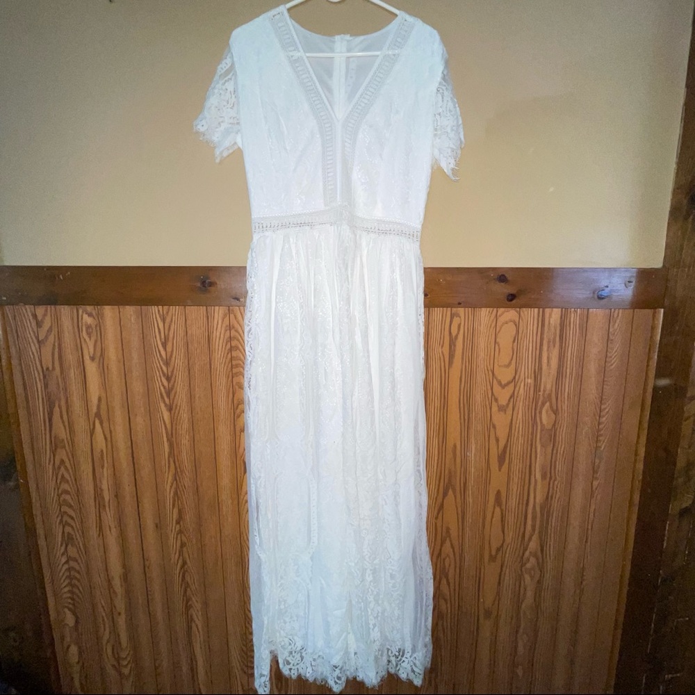WHITE BOHO MAXI DRESS